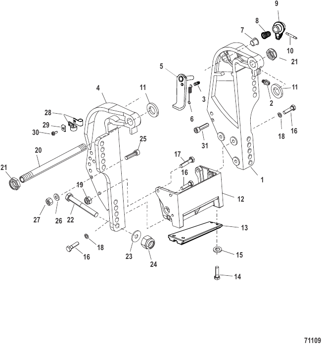 Serial Range Outboard 60R EFI Racing (4-STROKE) - 1C615064 & Up - Transom Bracket