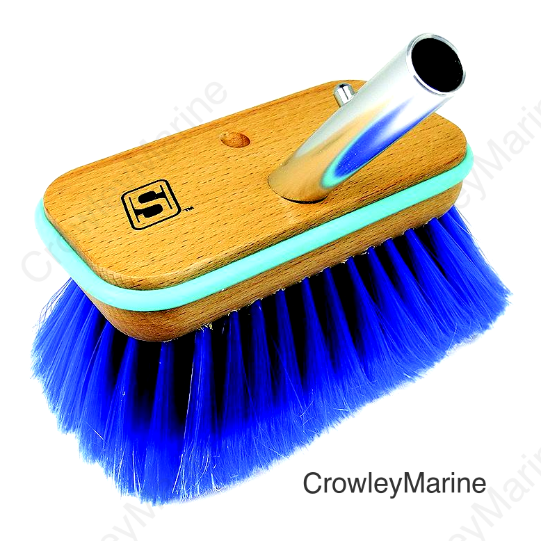 Seachoice 90453 Deck Brush with Bumper - Wood, Size: 6", Extra Soft (Blue Poly)