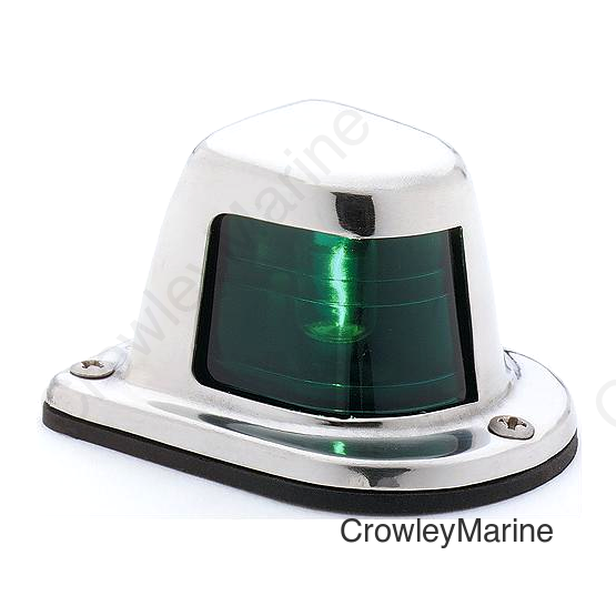 Attwood Side Lights Deck Mount, Stainless Steel - Green