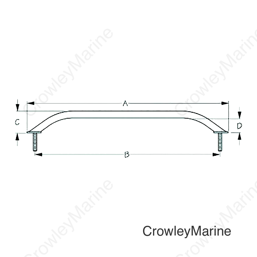 Sea-Dog 2546221 Stud Mount Flanged Handrail, Tube: 7/8" A:13-1/2", B: 12", C: 2-1/4", D:1-1/2" , Fastener: 5/16"-18, Weight: .53 ,  Stainless