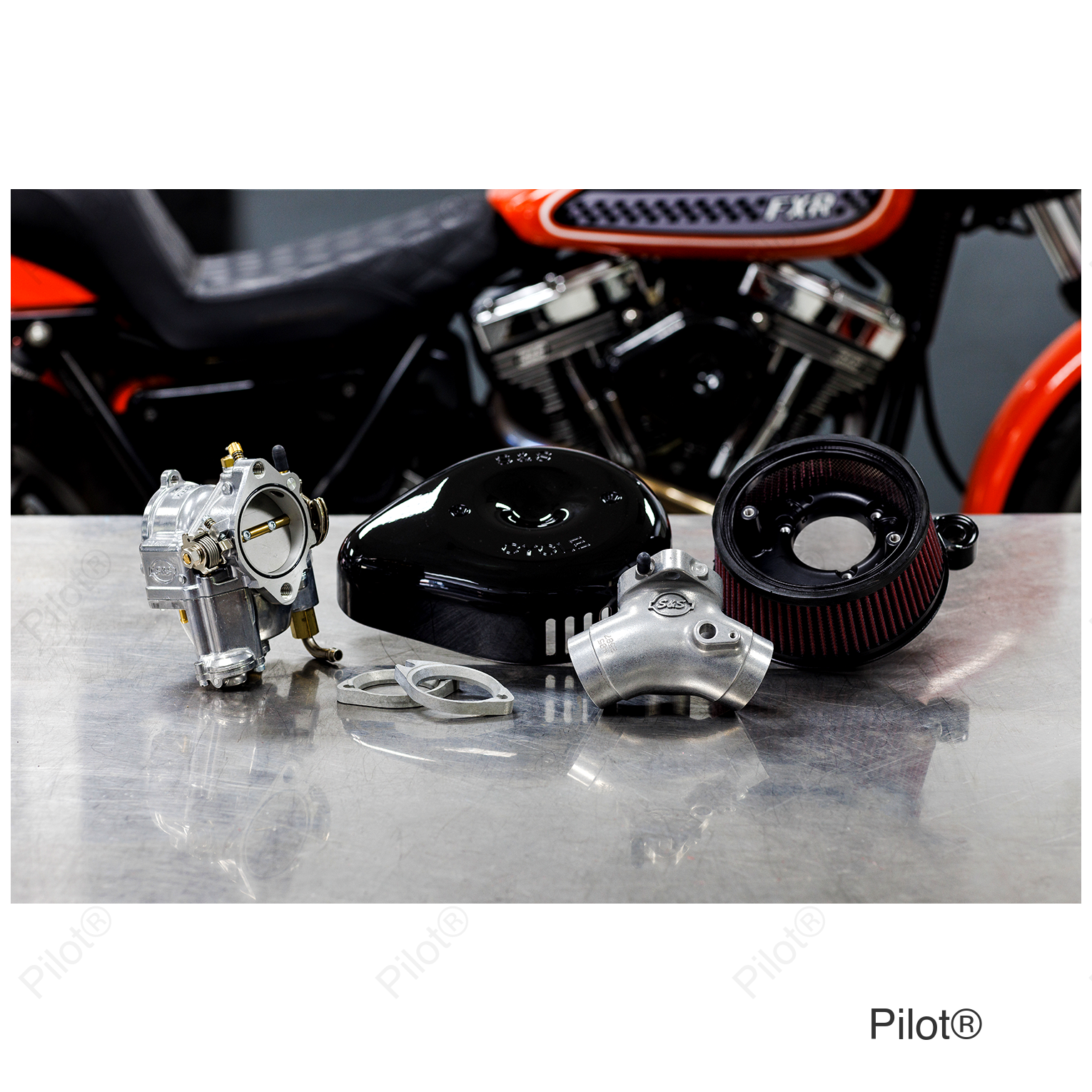 Super G Carburetor with Stealth Air Cleaner Kit - Gloss Black - Evolution Big Twin