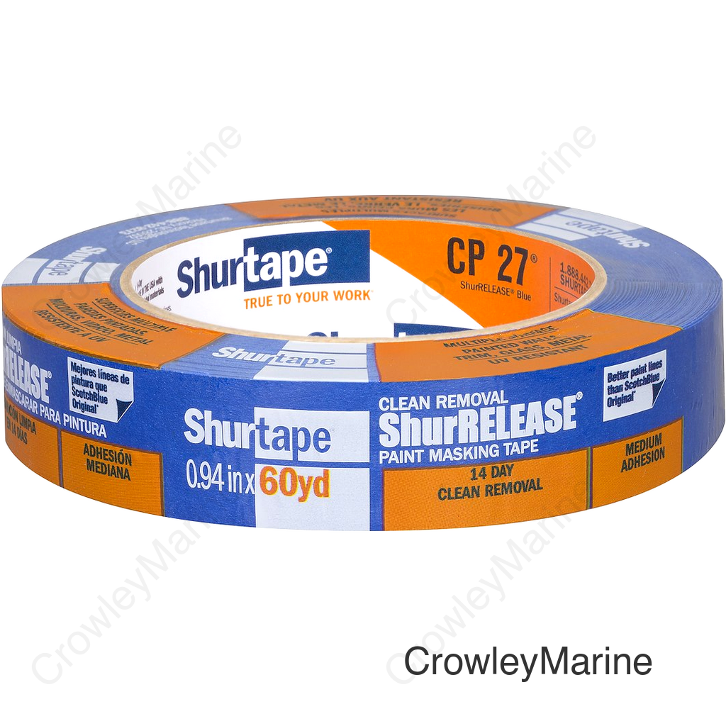 Shurtape 202872 CP27 Shurrelease® 14-Day Blue Painter's Tape, 1" x 180', Blue