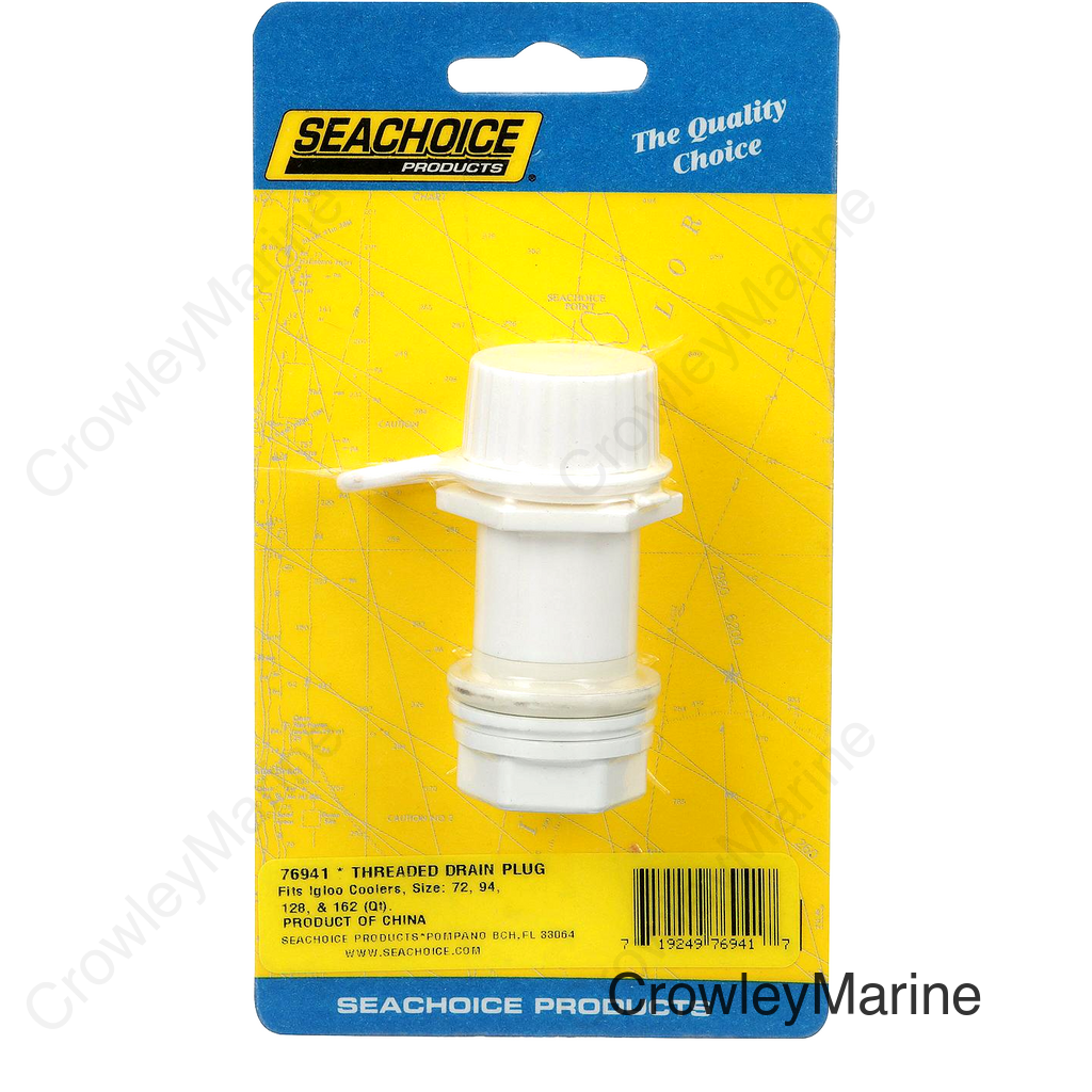 Seachoice Threaded Cooler Drain Plug, Plastic, Fits 72-162-Qt. Igloo Coolers