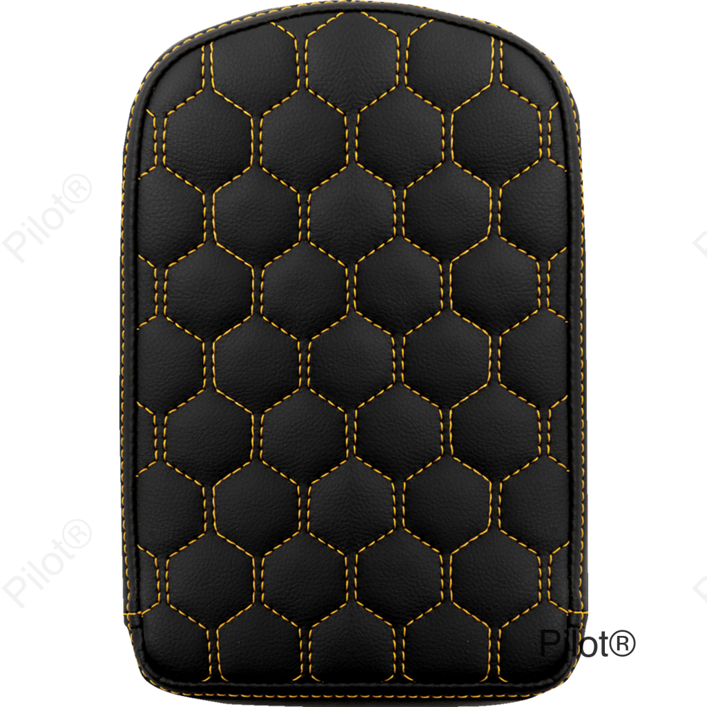 RoadSofa™ Sissy Bar Pad - Honeycomb - Gold Stitching