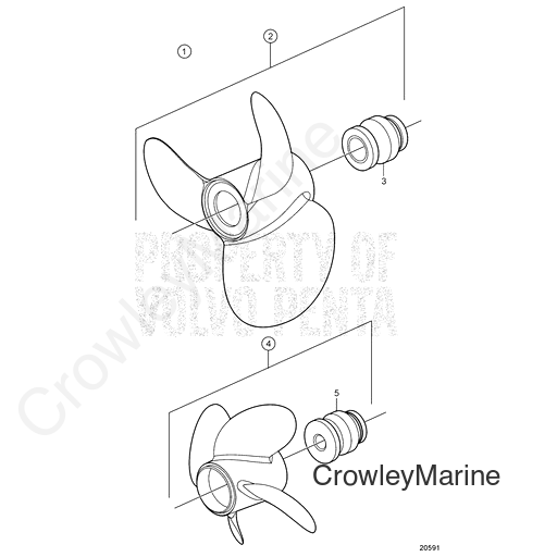 A0 FRONT Aluminium Three Blade Left Hand Rotation DUOPROP DIESEL (872259)