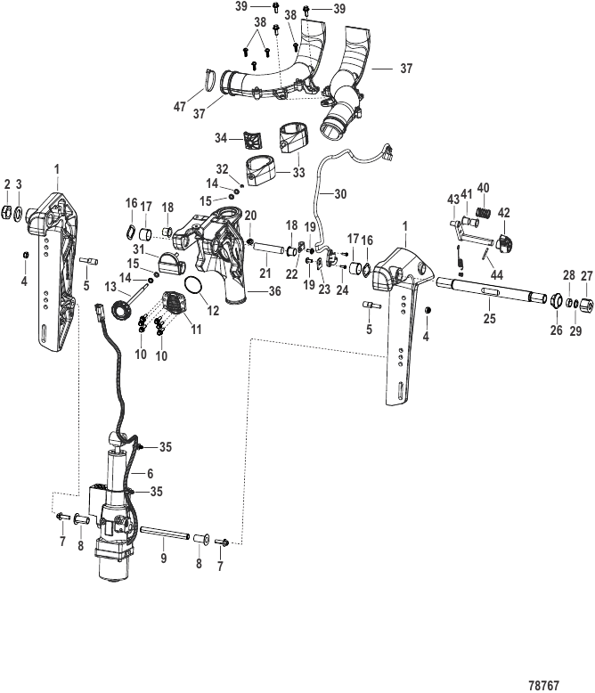 Serial Range Outboard 110e (Electric)(11kW) - 1Q007992 & Up - Transom Bracket
