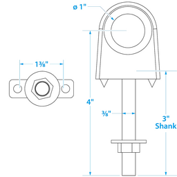 Seachoice Single Shank Bow Eye for Tow Lines or Boat Trailer Winch Hook, 3 in. Shank, 1 in. Eye Diameter thumbnail-2