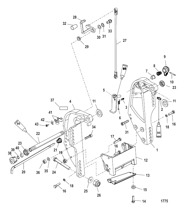 Transom Bracket - Serial Range Outboard 40 EFI (3 CYL.)(4-STROKE ...