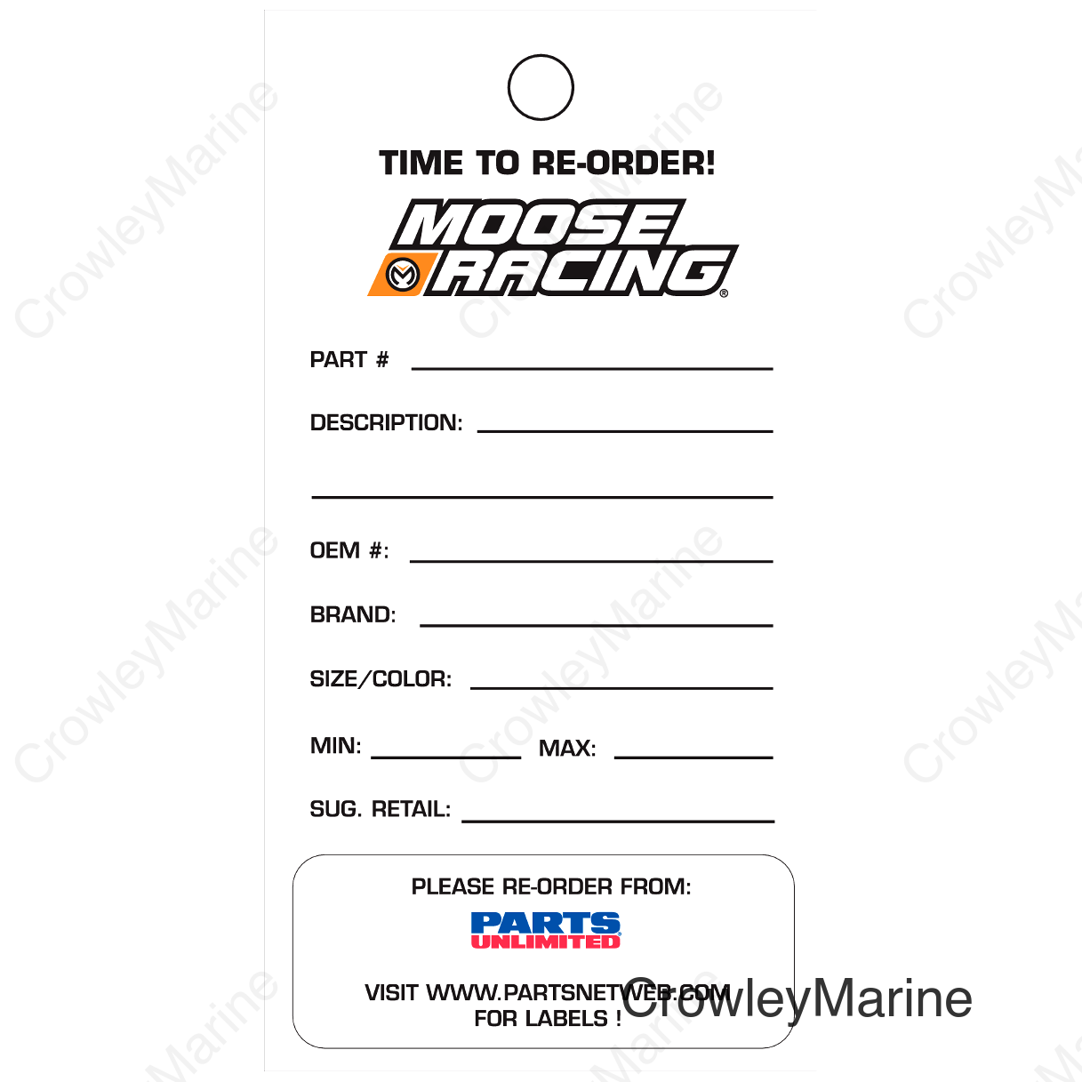 MOOSE RE-ORDER CARDS