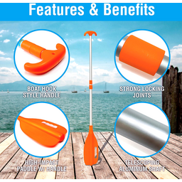 Seachoice Emergency Multi-Purpose Telescoping Boat Hook and Paddle, Orange, 26-72 In. thumbnail-0