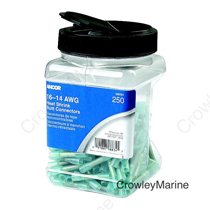 Ancor 309101 Marine Grade™ Heat Shrink Butt Connectors, 16-14 AWG, Blue, 250/Pk