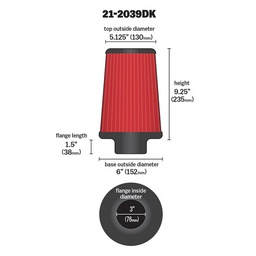 AEM 3 in x 9 in Dryflow Air Filter thumbnail-2