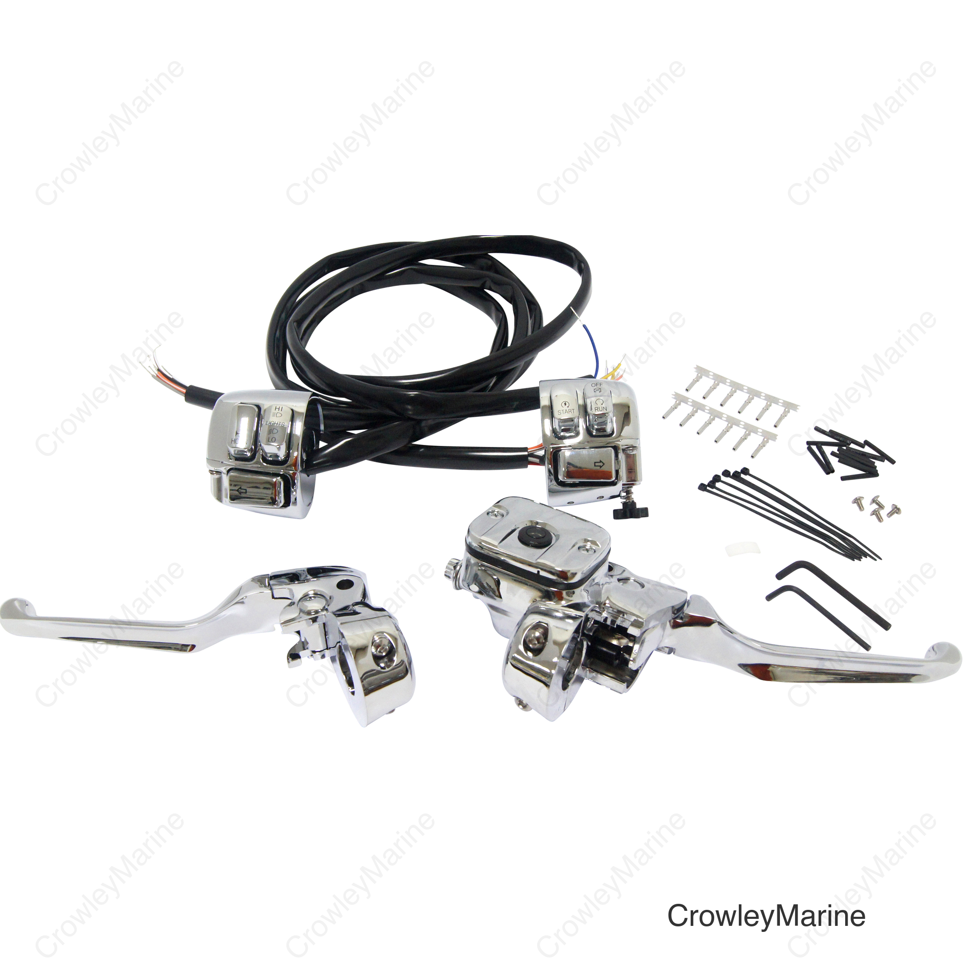COMP H/BAR CNTRLS 11/16 M/CYL W/SWITCHES CHROME 96-06