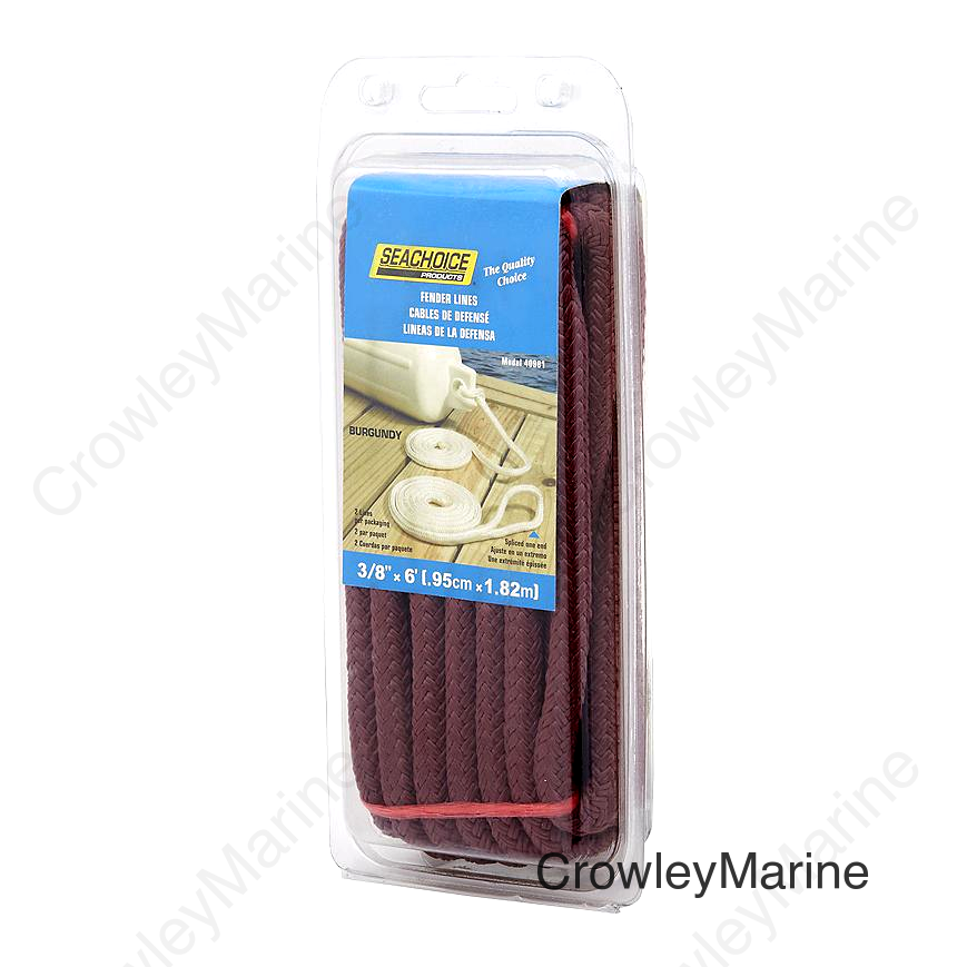 Seachoice Braided Bumper Fender Line, 3/8 in. X 6 Ft., Burgandy Red