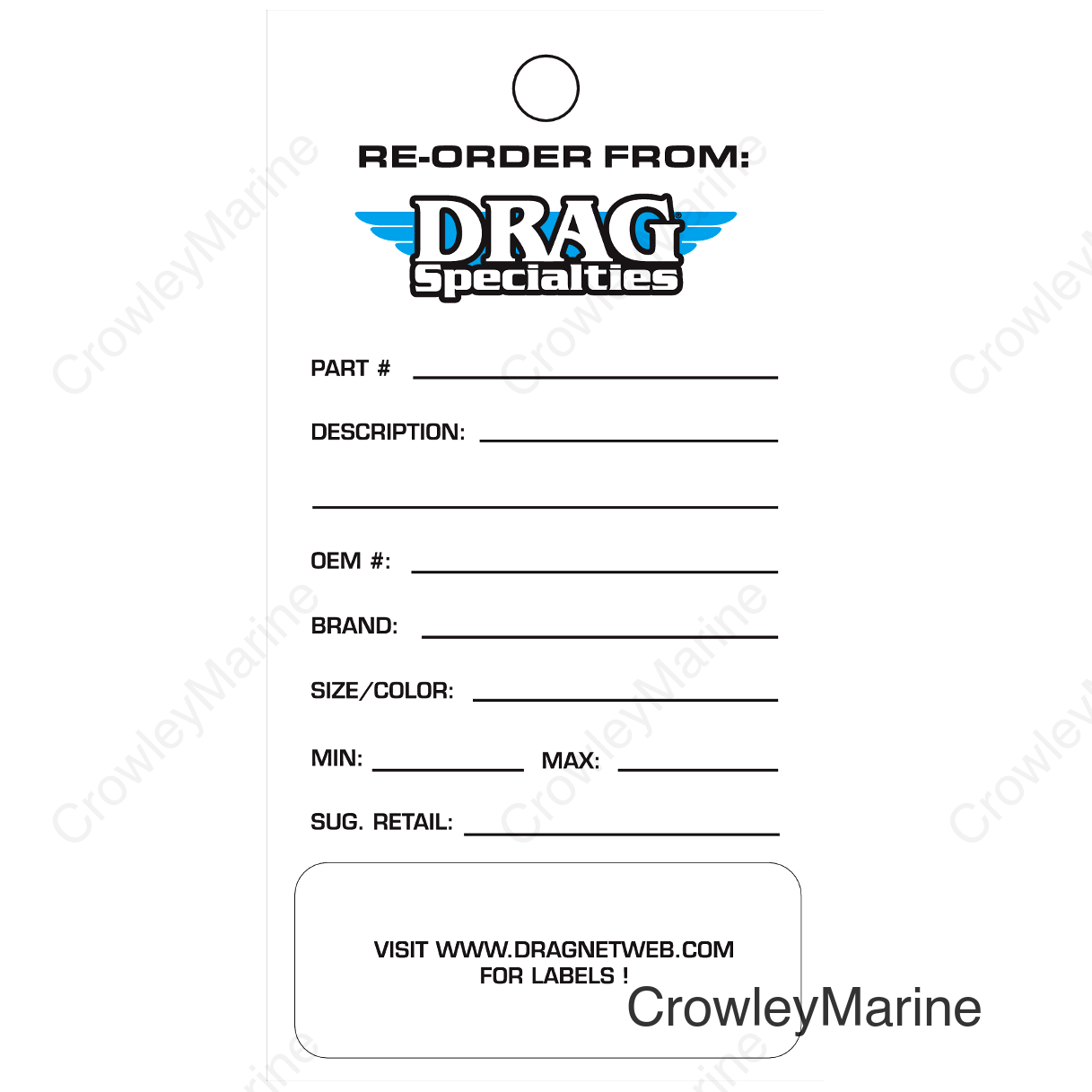 DS RE-ORD INVENTORY TAGS
