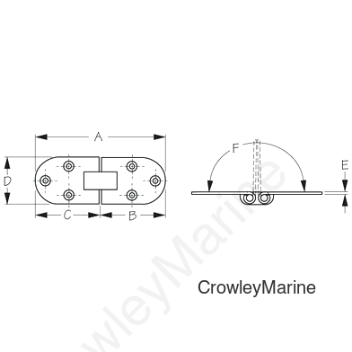 Stainless Steel FLUSH 2-PIN Hinge (201550-1)