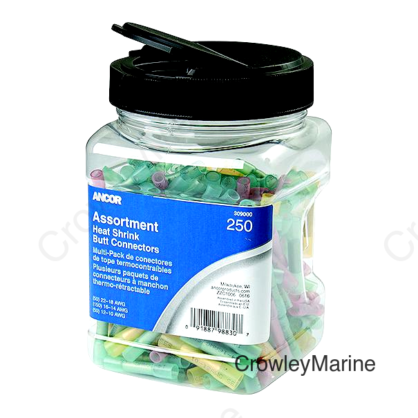 Ancor 309000 Marine Grade™ Heat Shrink Butt Connectors, 22-18 , 16-14 & 12-10  AWG, Assorted, 250/Pk
