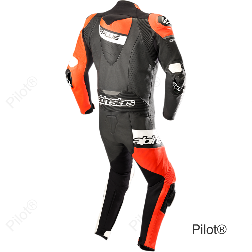 GP Plus Venom 1-Piece Leather Suit - Black/Red Fluorescent/White - US 46 / EU 56