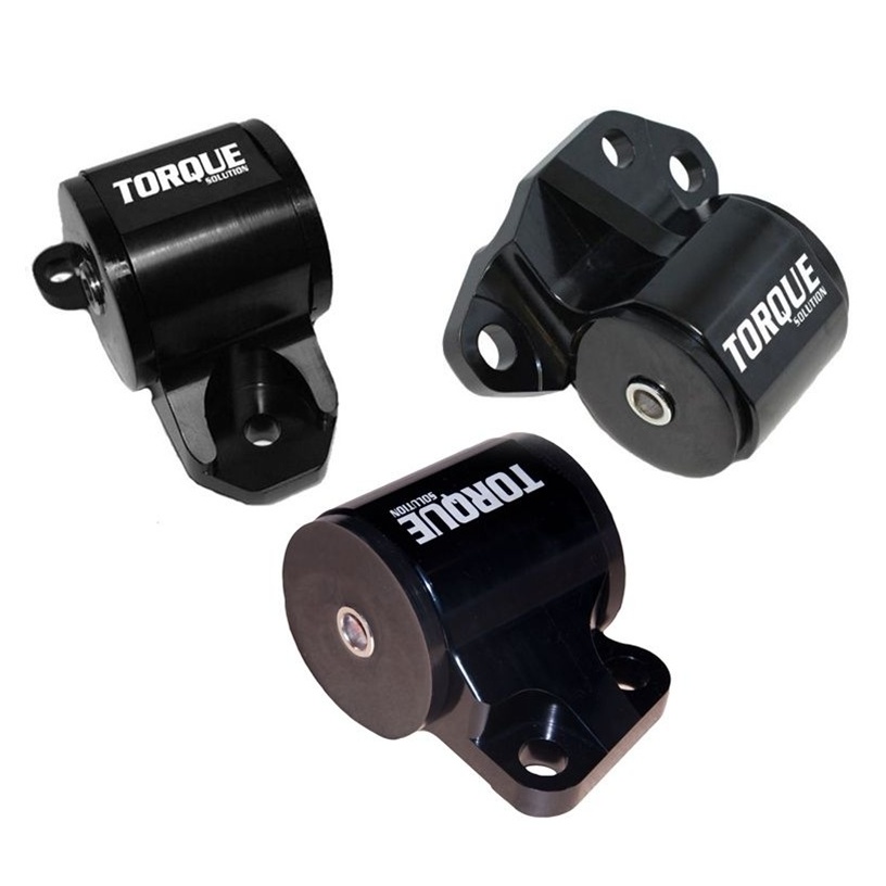 Torque Solution 3pc Billet Engine Mount Kit (2bolt): 92-95 Honda Civic/94-01 Integra/93-97 Del Sol