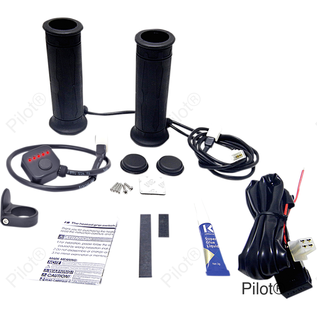 Grips - Heated - Twist Throttle - 5 Level - 1"