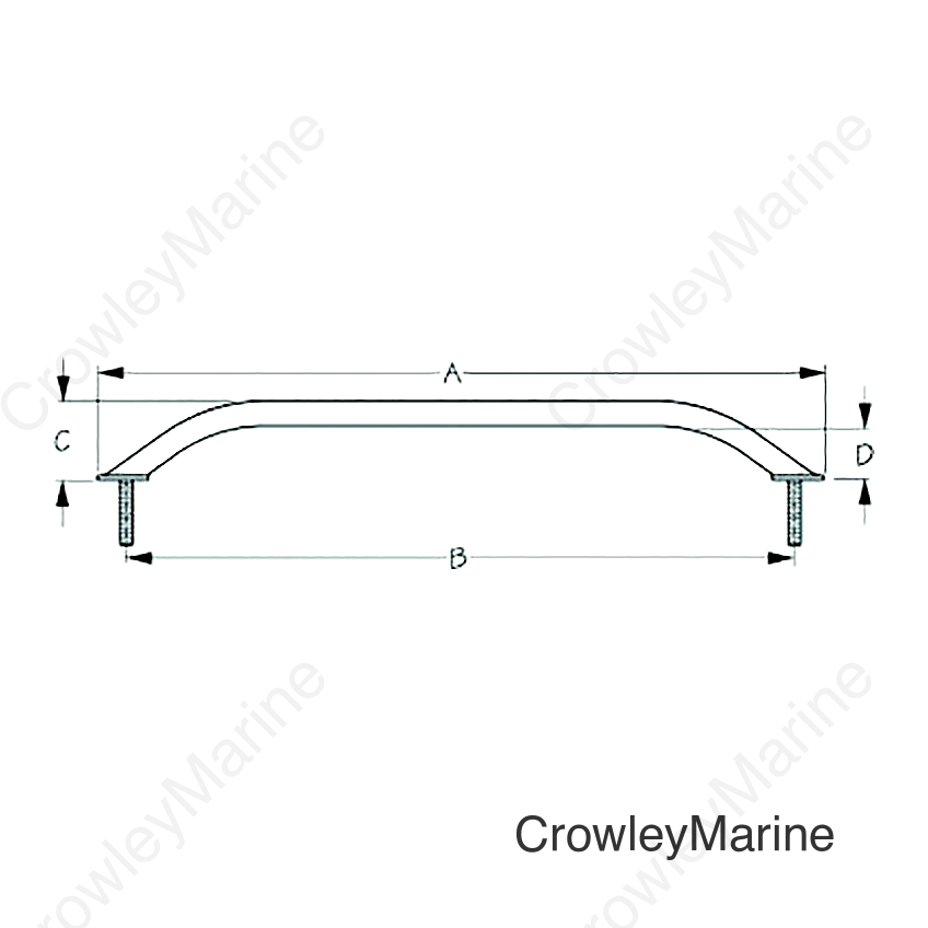 Sea-Dog 2546201 Stud Mount Flanged Handrail, Tube: 7/8" A:10" , B: 8-3/4", C: 2-1/4", D:1-1/2" , Fastener: 5/16"-18, Weight: .44, Stainless