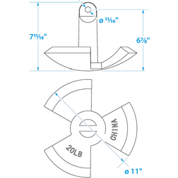 Seachoice River Anchor, Black Vinyl Coated Cast Iron, 20 Lbs. thumbnail-4