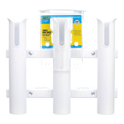 Seachoice Fishing 3-Rod Storage Rack, Holds 3 Fishing Rods With Slots for Knives and Pliers, White thumbnail-1