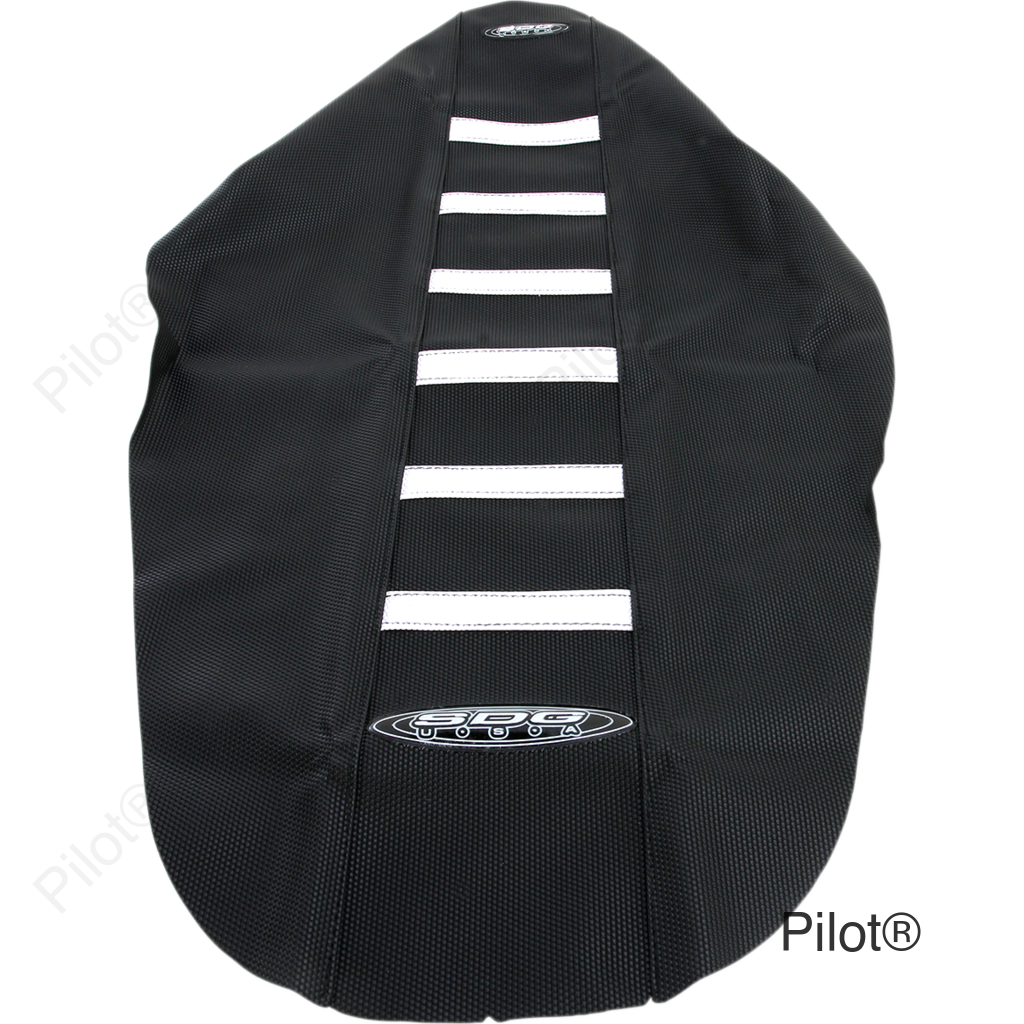 6-Ribbed Seat Cover - White Ribs/Black Top/Black Sides