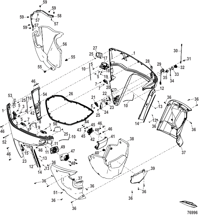 Serial Range Outboard 350 VERADO (4-STROKE)(5.7L)(V10) - 3B266064 & Up - Lower Cowl