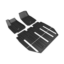 3D Maxpider 17-21 Tesla Model X Folding 7-Seat Elitect 1st 2nd 3rd Row - Floor Mat Set (Black)