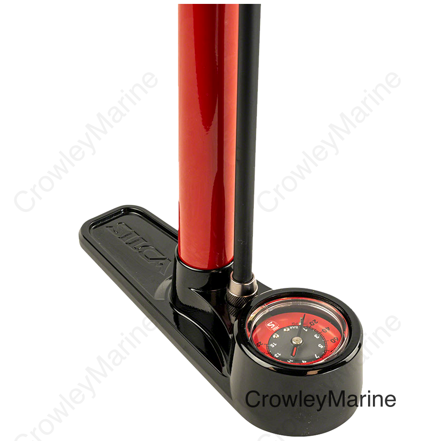 Silca Pista Floor Pump - Steel Body Compact Ash Wood Handle 220psi Classic Press-On Chuck Red