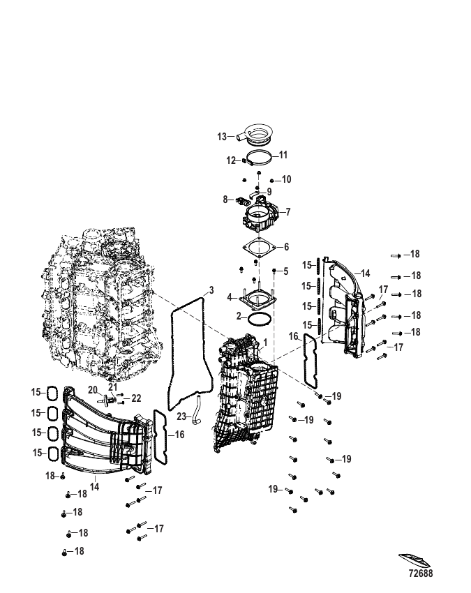 Serial Range Outboard 360R APX (4-STROKE)(4.6L)(V8) - 1E054247 & Up - Intake System