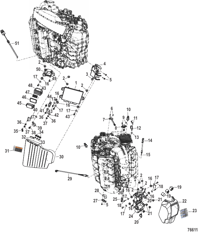 Serial Range Outboard 500R Racing (4-STROKE)(4.6L)(V8) - 1E099432 & Up - Electrical PCM