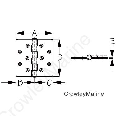 BUTT Hinge 6X6 Center PIN W/BRNGS (205238)