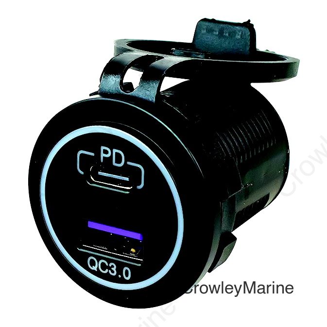 SeaDog 4265101 Power Socket w/o Light -USB 3.0 & USB-C