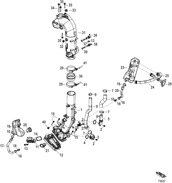 Exhaust 3B050618 and Up - Serial Range Outboard 175 Pro XS (4-STROKE ...