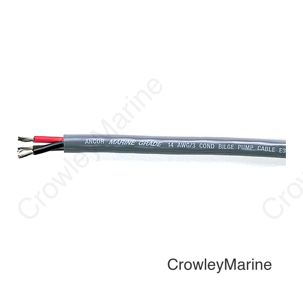 Ancor 156425 Marine Grade™ Tinned Copper Round Bilge Pump Cable, Black/Brown/Red Conductors, 14/3 AWG, 250', Grey