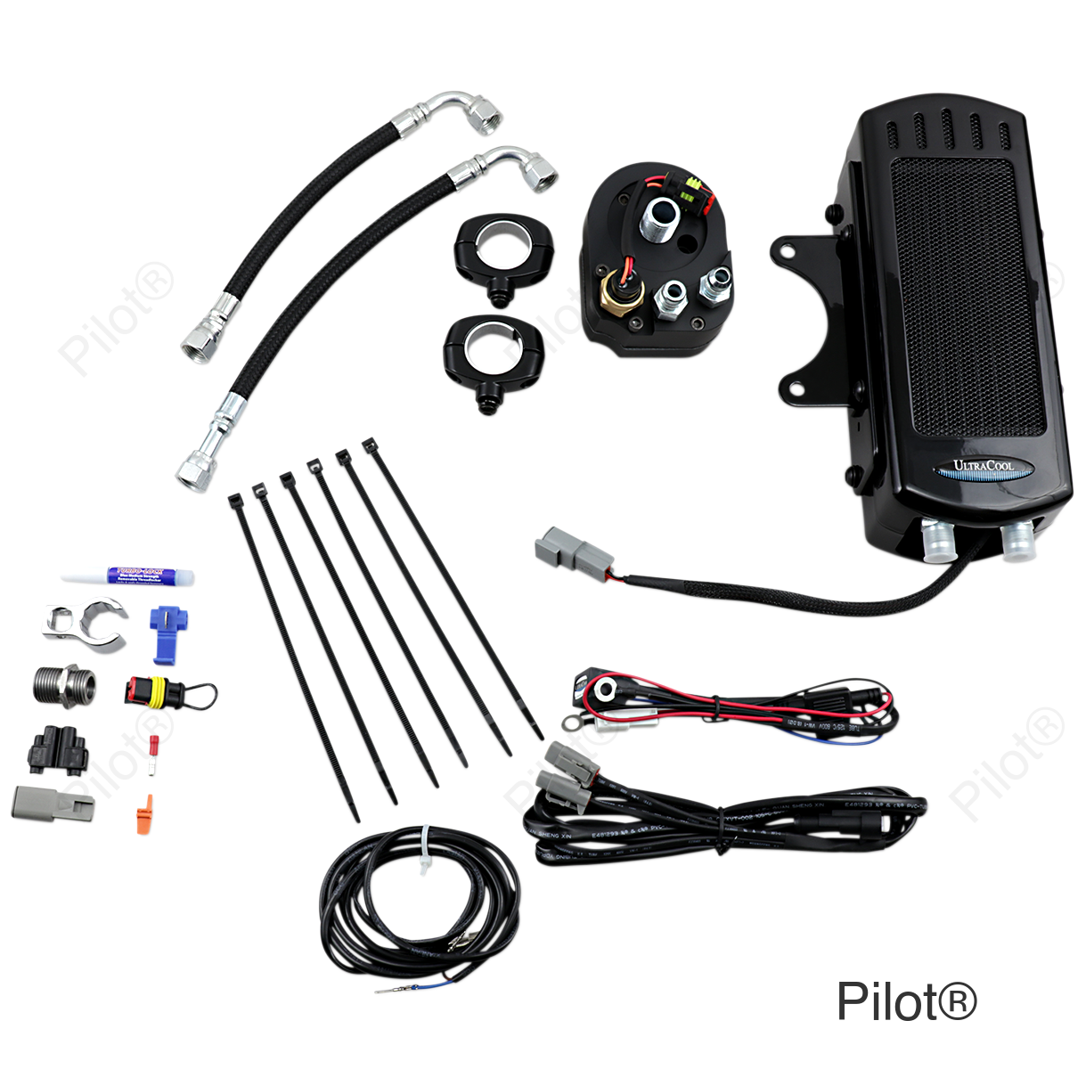 Oil Cooler Kit - Side Mount - Gloss Black - Softail
