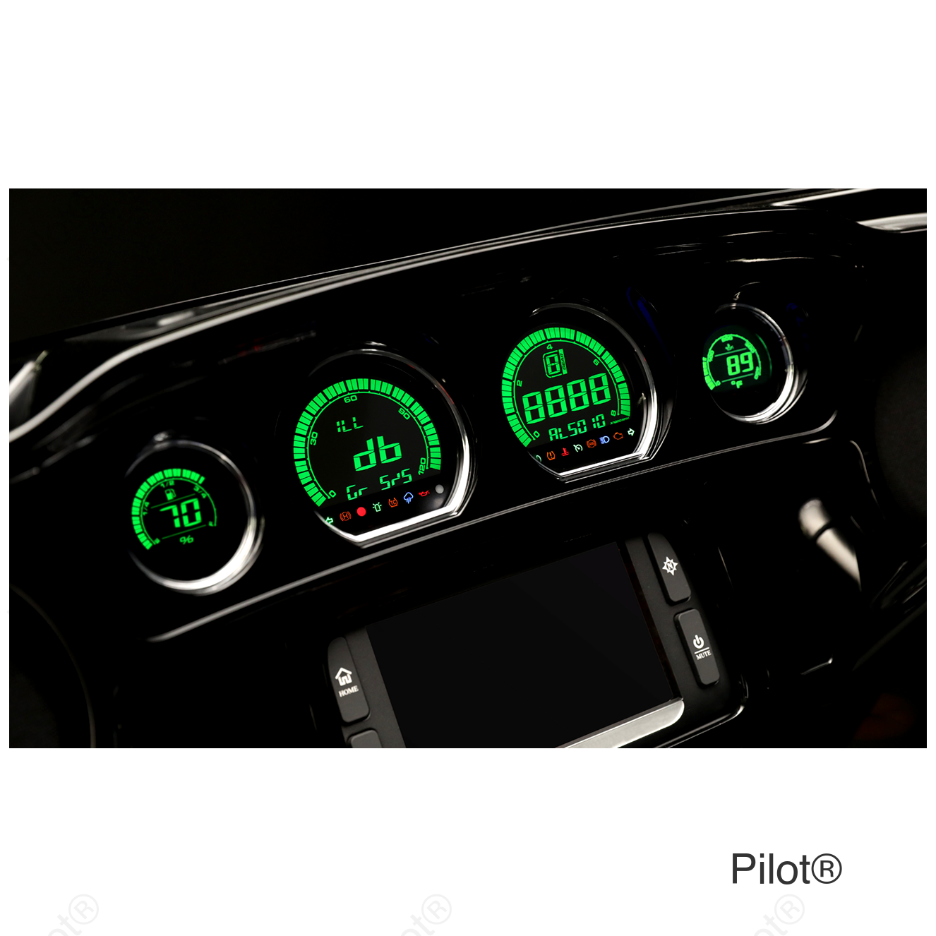 HD-03 - Four-Piece LCD Gauge Kit - Eight Changeable Colors