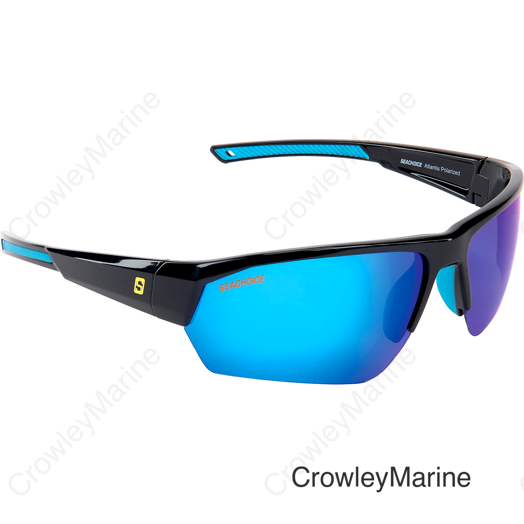 Seachoice 98820 "Atlantis" Polarized Sunglasses, Frame: Shiny Black, Lens: Blue Mirror