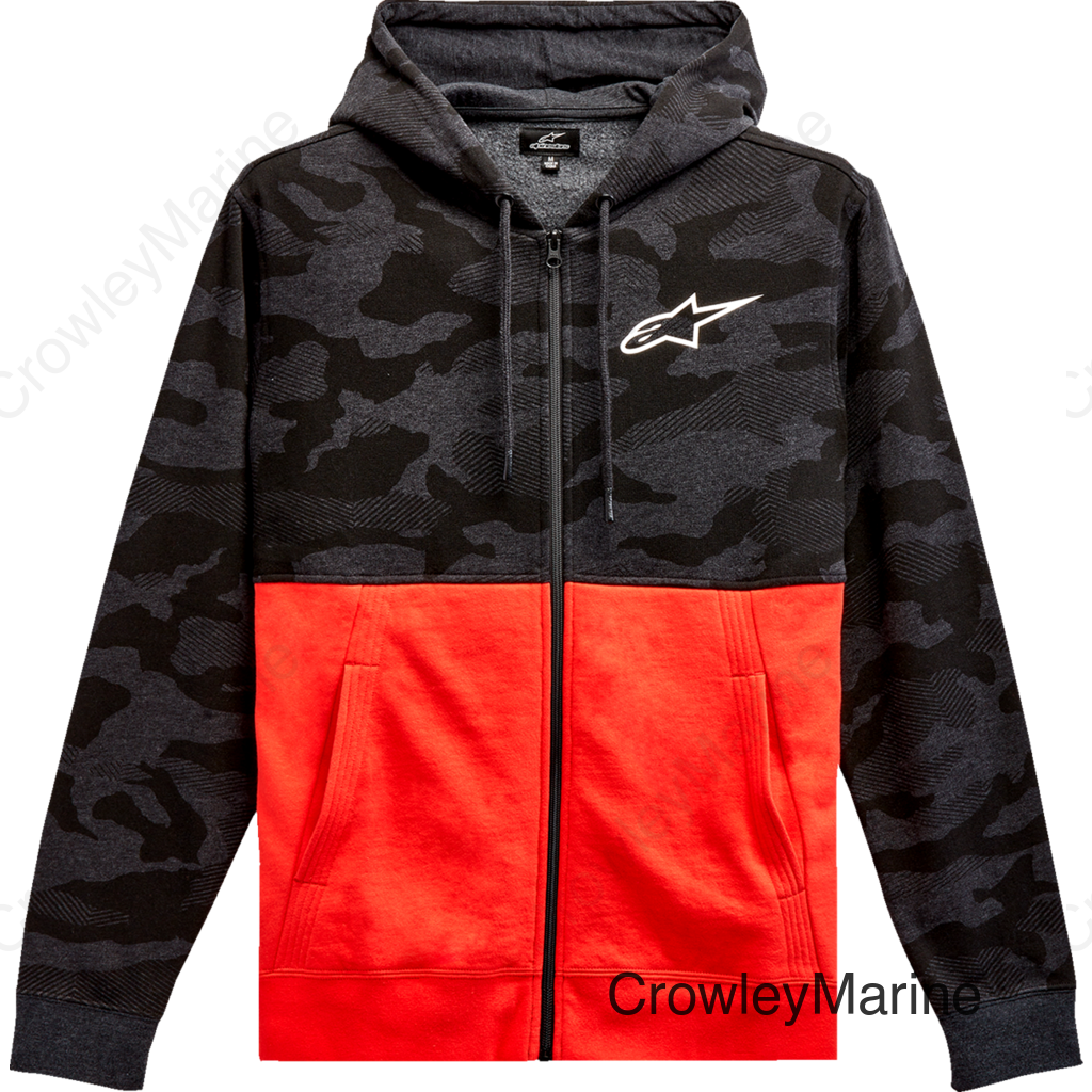 Camo Block Hoodie - Charcoal Heather/Warm Red - 2XL