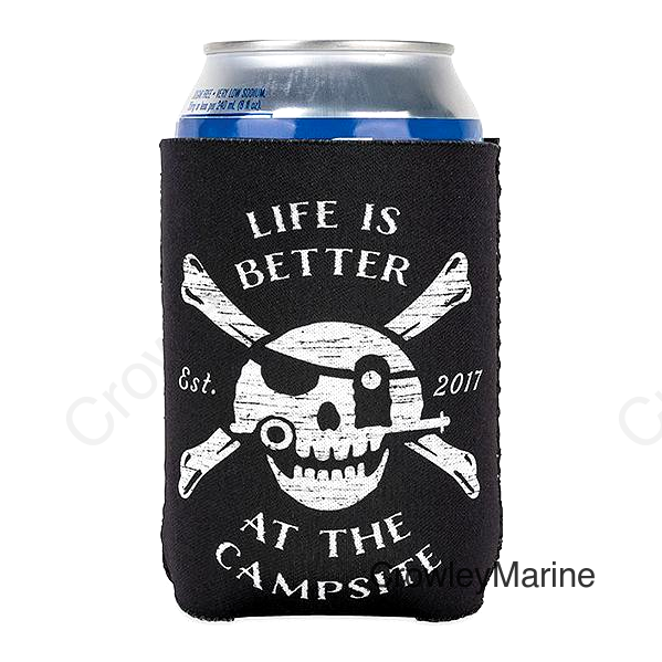 Camco 53414 Life Is Better At The Campsite Can Holder, Black, Jolly Roger