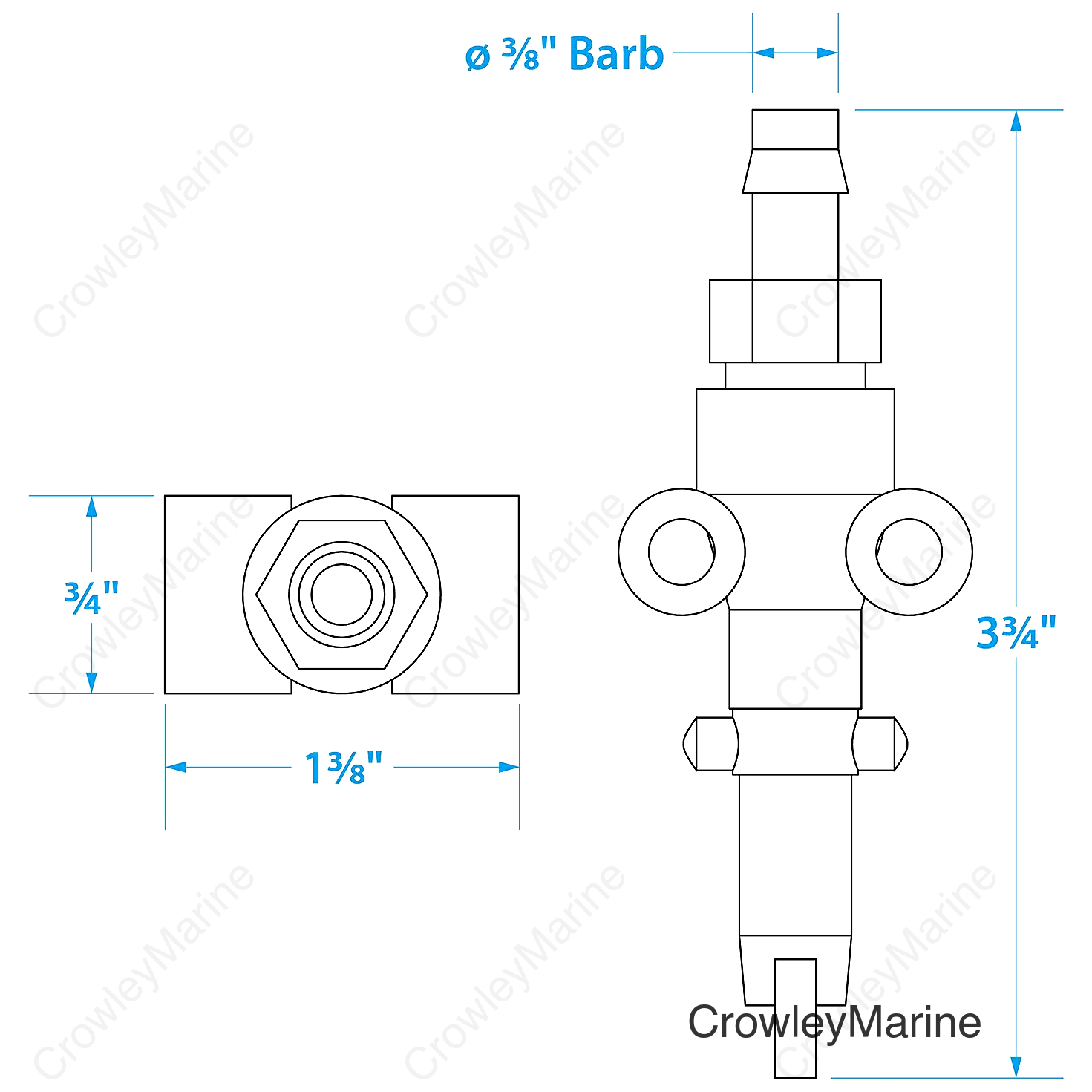 Seachoice Deluxe Fuel Connector for Mercury, Male, 3/8 in. Barb