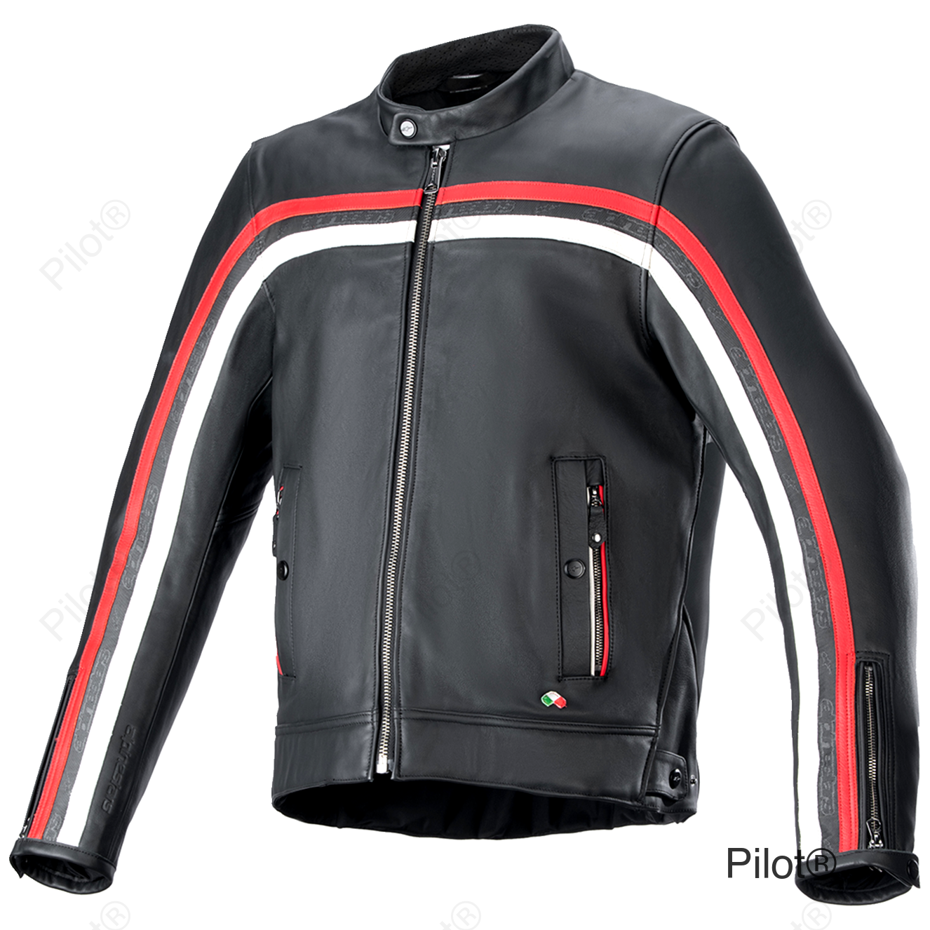 Dyno Leather Jacket - Black/Ruby Red/Ecru - Large