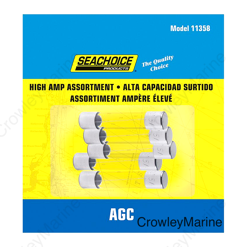 Seachoice High Amp AGC Glass Fuse Assortment, 5ea