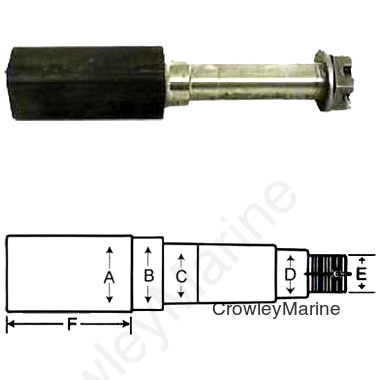 No.84 Spindle, 1.75" Round x 6.5 Stub, w/Nut, Washer, C-Pin (163800)