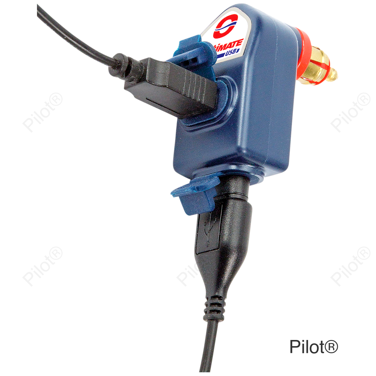 Dual USB Charger - 90° BIKE/DIN Plug - Low Profile