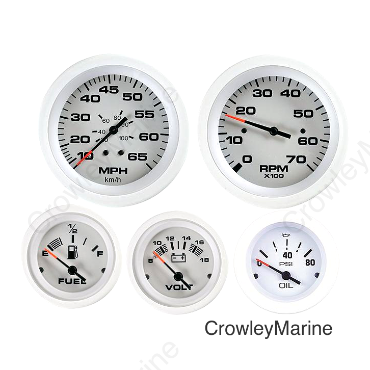 Sierra 68388P Arctic Series White Inboard / Sterndrive 6 Set with Tachometer, Speedometer, Voltmeter, Fuel, Water Temperature & Oil Pressure Gauges