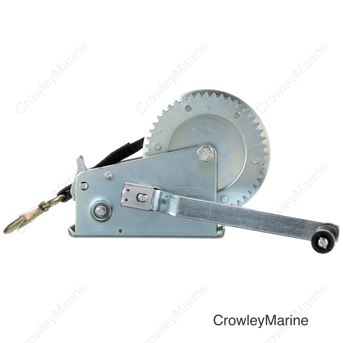Seachoice Trailer Winch, Strap with Hook, Two Speed, Max Load 2,000 Lbs.