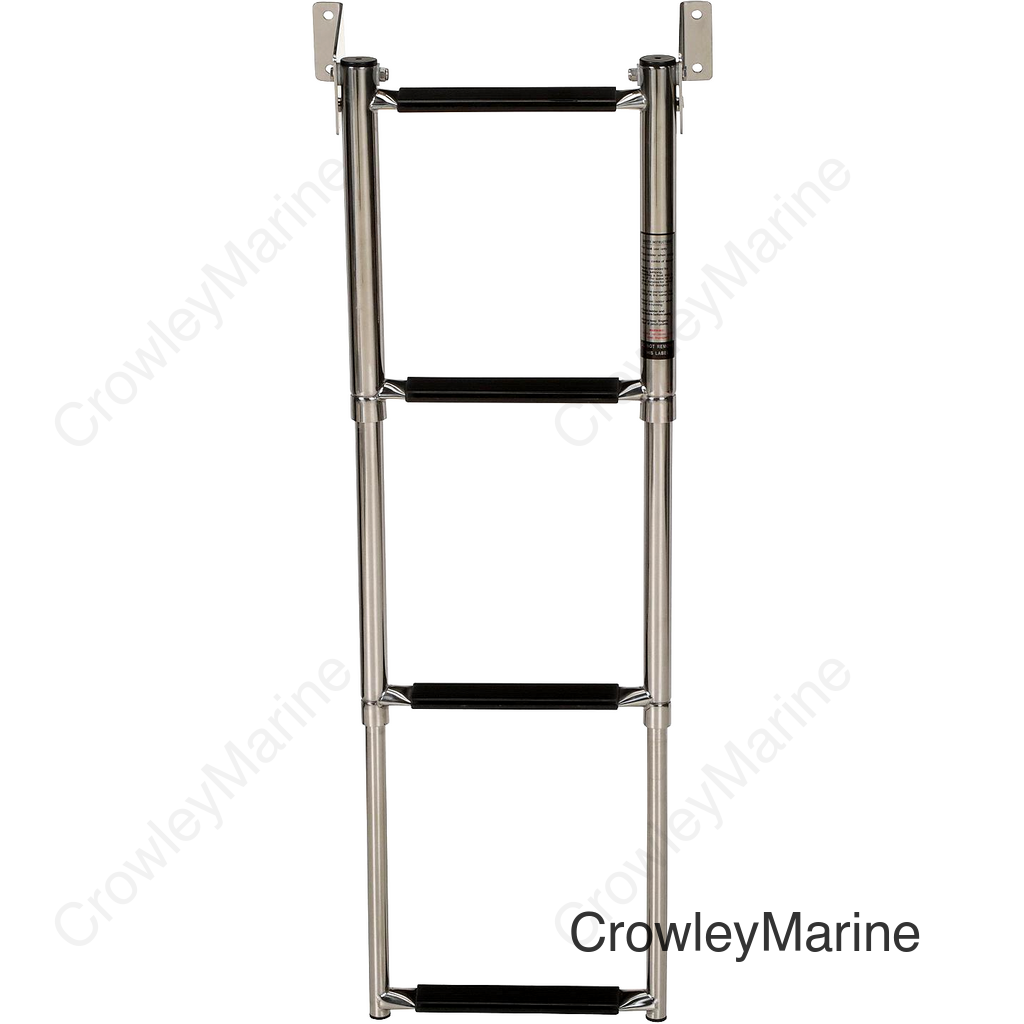 Seachoice Telescoping Transom Mount Ladder, Stainless Steel, 4 Steps, 300 Lb. Capacity